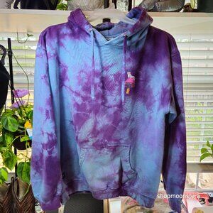 RIPNDIP Tie-Dye Hoodie | Cat & Mushroom Graphic | Size Large